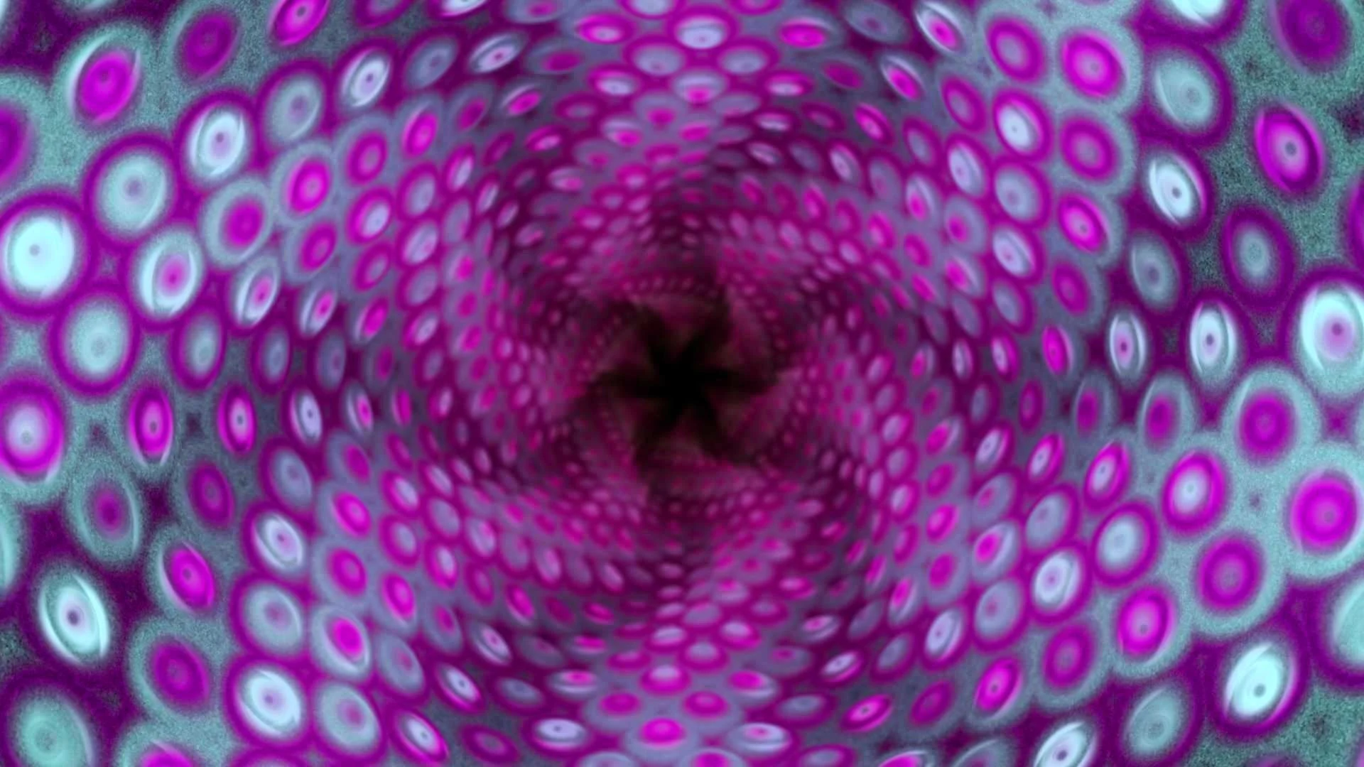 An immersive pink and turquoise geometric environment